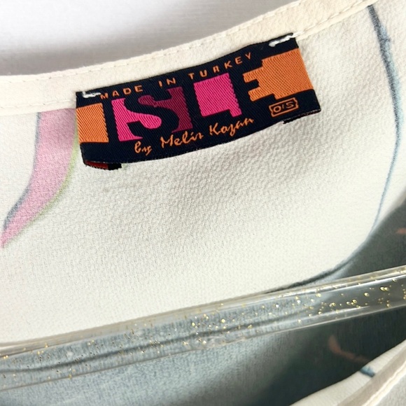 ISLE by MELIS KOGAN | 🌸 Multi-Color Abstract Floral Square Boxy Blouse Top - Picture 5 of 12